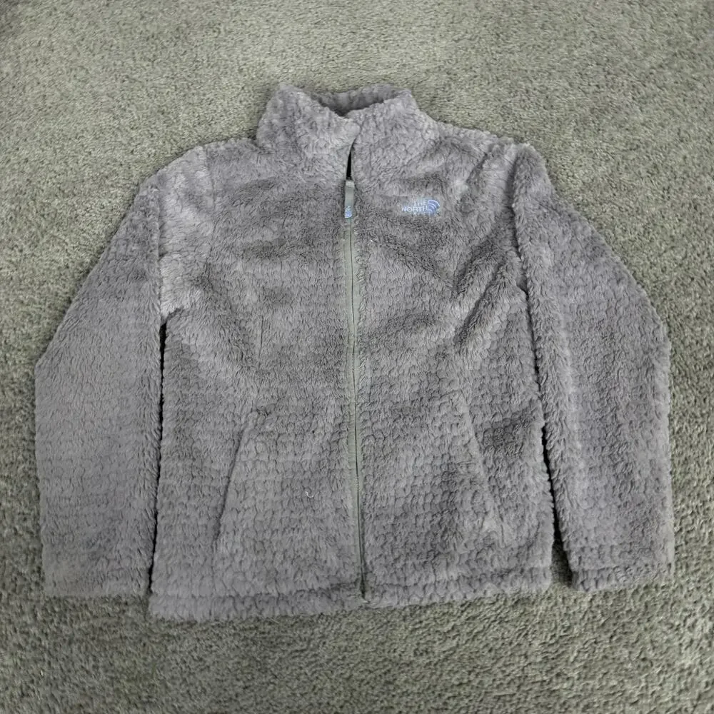 The North Face Jacket Girls Medium 10/12 Gray High Pile Fleece Full Zip